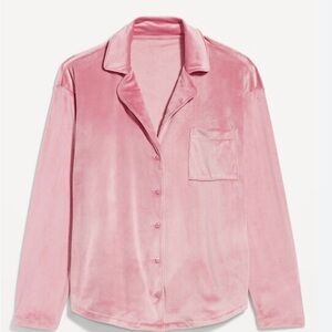 Pink Velvet Button-Up Shirt